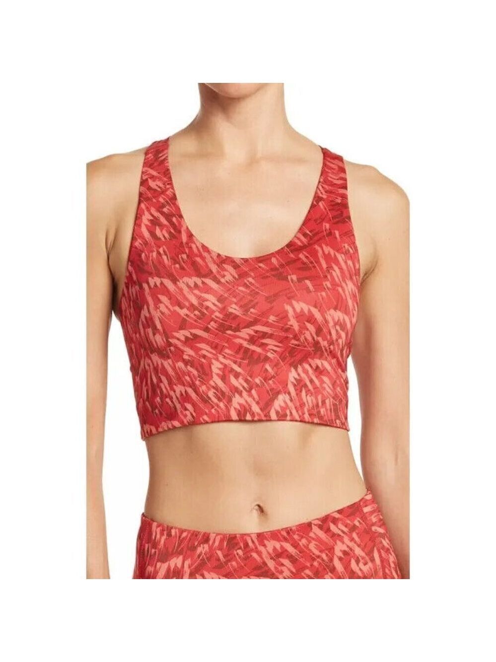 Z By Zella Studio Lite Longline Sports Bra Size Medium BNWOT Racerback Red Print
